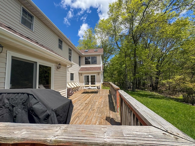 439 Cedar Dr, Long Pond, PA 18334 - wooden deck featuring a yard