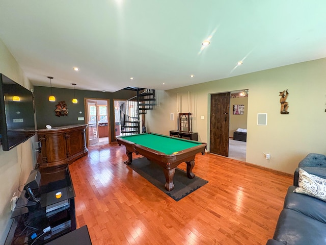 439 Cedar Dr, Long Pond, PA 18334 - game room featuring pool table, light wood finished floors, and recessed lighting