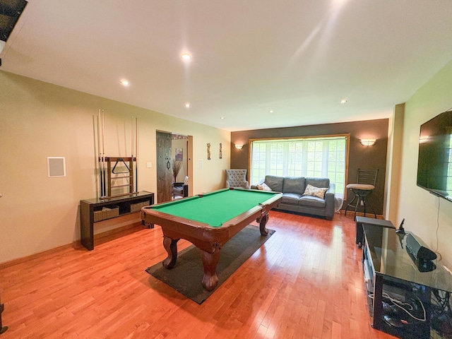 439 Cedar Dr, Long Pond, PA 18334 - game room featuring light wood finished floors, billiards table, and recessed lighting