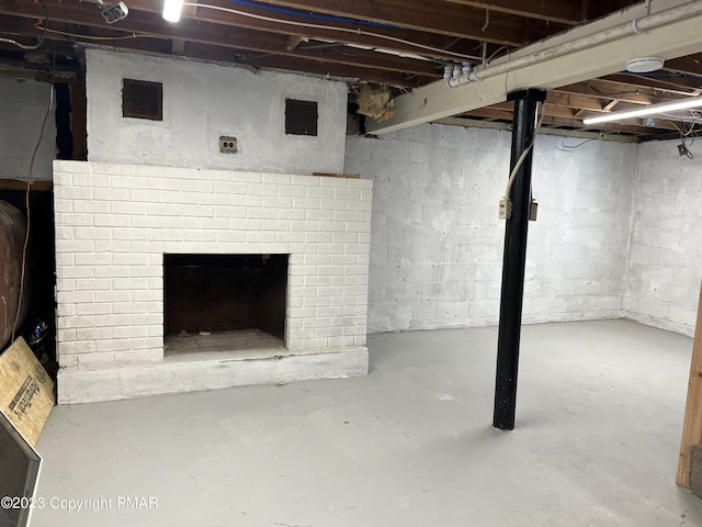 view of unfinished basement