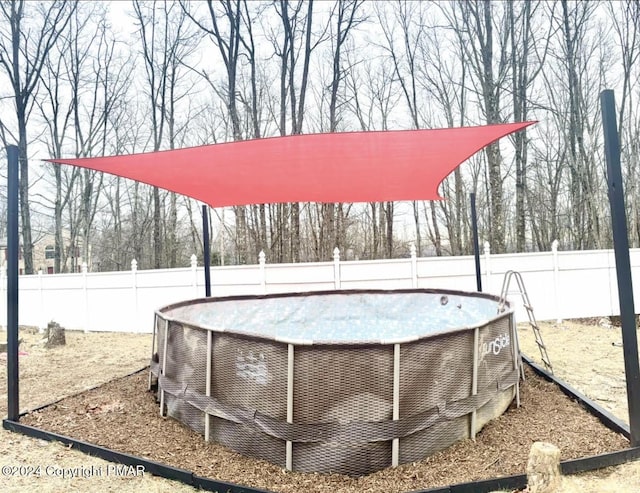 view of yard featuring a fenced backyard and a fenced in pool