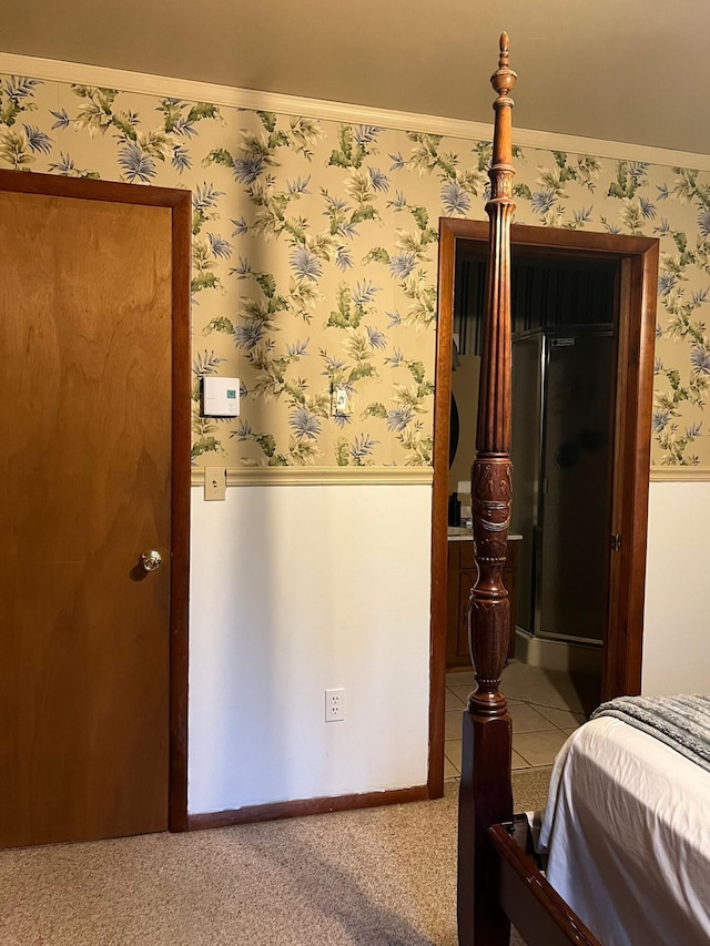 5112 Navajo Pl, Tobyhanna, PA 18466 - bedroom with a wainscoted wall and wallpapered walls
