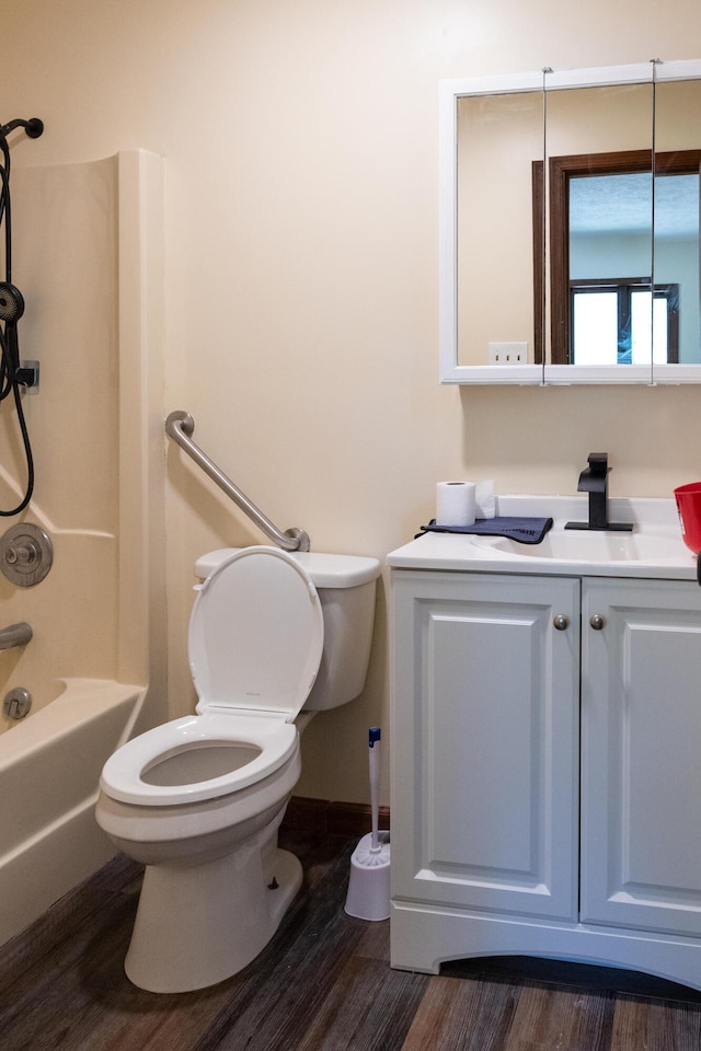 371 Ridge Cir, Cresco, PA 18326 - bathroom featuring vanity, wood finished floors, and shower / washtub combination