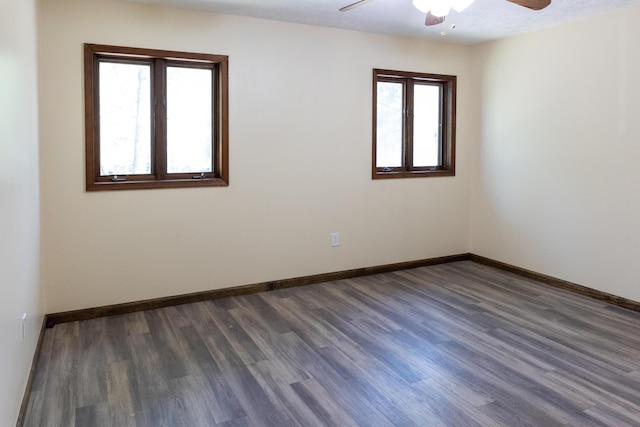 371 Ridge Cir, Cresco, PA 18326 - spare room featuring ceiling fan, plenty of natural light, and dark wood-type flooring