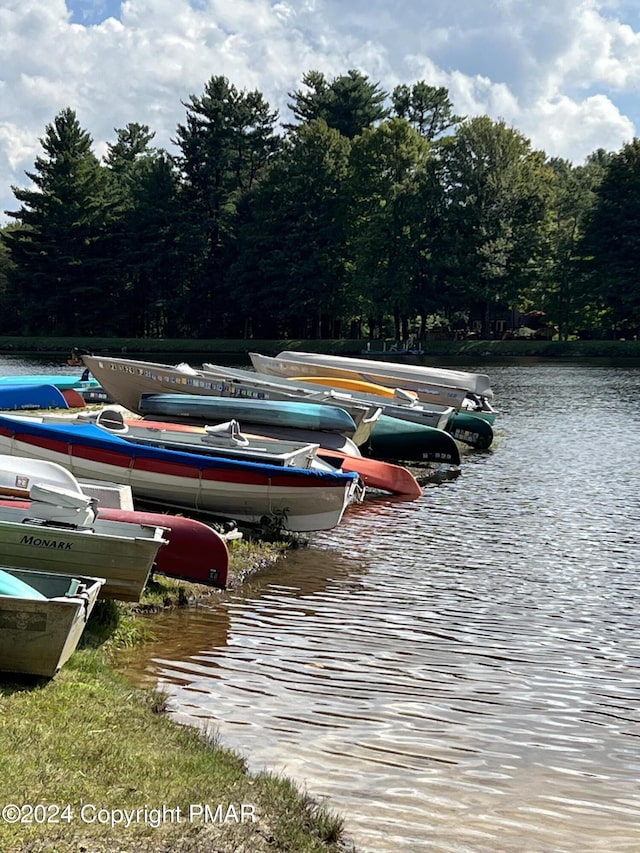 dock area featuring a water view