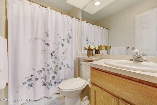 482 Spruce Dr, Tannersville, PA 18372 - full bath with vanity, toilet, and a shower with curtain