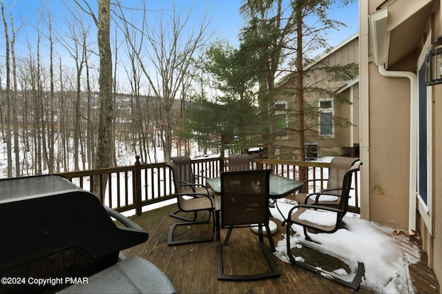 482 Spruce Dr, Tannersville, PA 18372 - wooden terrace featuring outdoor dining space