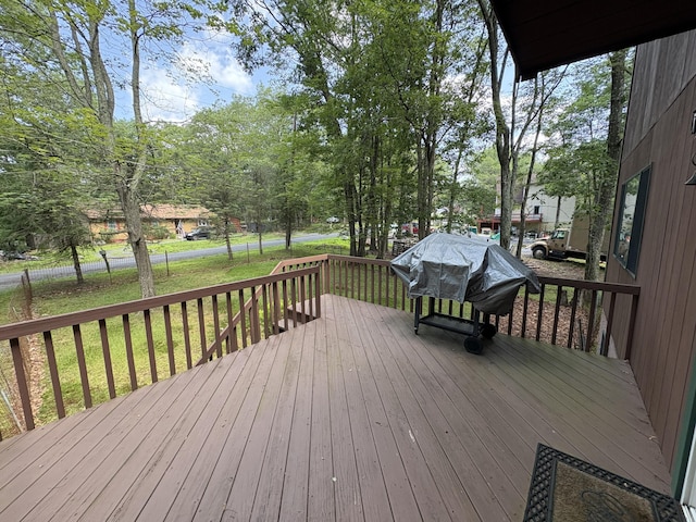 268 Shawnee Dr, East Stroudsburg, PA 18302 - wooden terrace featuring a grill and a yard