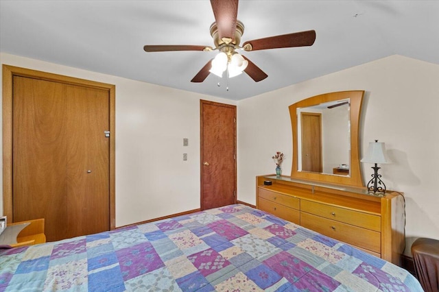 206 Maxatawny Dr, Pocono Lake, PA 18347 - bedroom with lofted ceiling and ceiling fan