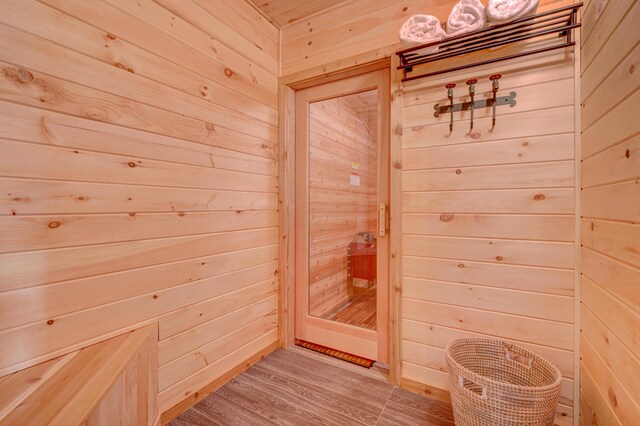 143 Cathleen Dr, East Stroudsburg, PA 18302 - sauna / steam room featuring wood walls and wood finished floors