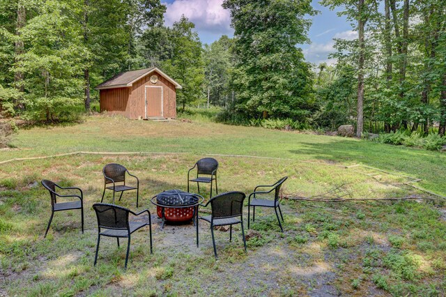 143 Cathleen Dr, East Stroudsburg, PA 18302 - view of green lawn with an outdoor fire pit