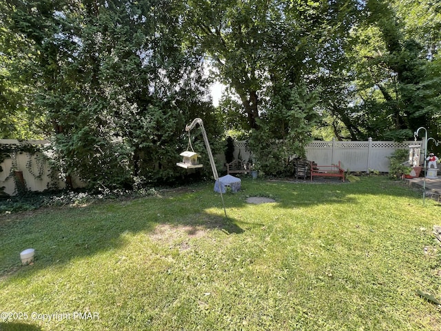 view of yard featuring fence