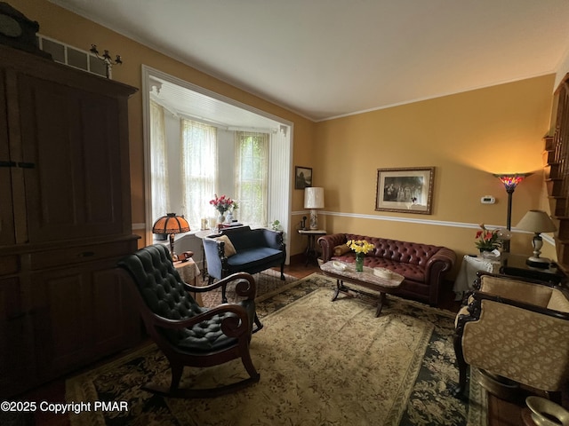 sitting room with wood finished floors