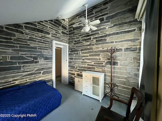 bedroom featuring vaulted ceiling