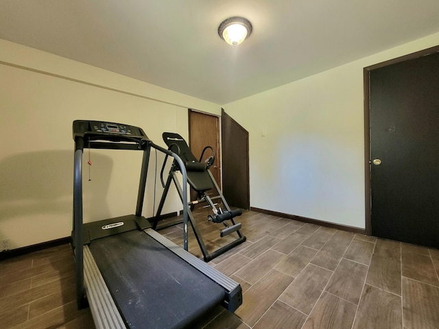 157 Seminole Trl, Tobyhanna, PA 18466 - exercise area with wood tiled floors and baseboards