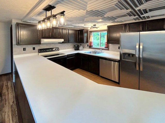 157 Seminole Trl, Tobyhanna, PA 18466 - kitchen with stainless steel appliances, wood finished floors, under cabinet range hood, and a sink