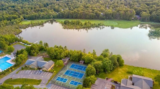 157 Seminole Trl, Tobyhanna, PA 18466 - bird's eye view of a nearby body of water and a heavily wooded area