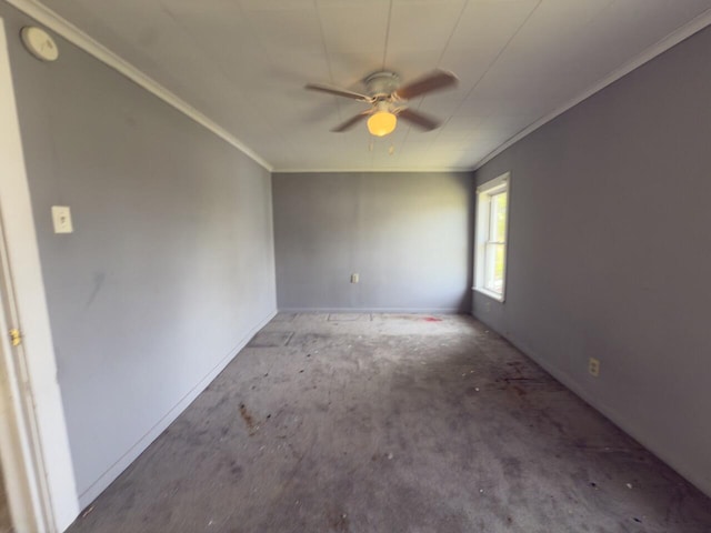 80 Parsonage St Rear, Rear, Pittston, PA 18640 - unfurnished room with ceiling fan, ornamental molding, and baseboards