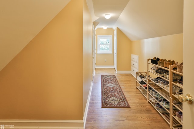 2711 Main St, Bethlehem, PA 18017 - wine area with light wood-style flooring and vaulted ceiling