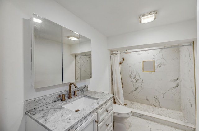 24 Summit Ave, Pocono Summit, PA 18346 - full bath featuring marble finish floor, toilet, a stall shower, and vanity