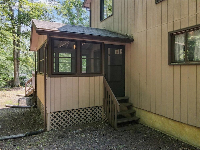5913 NE Decker Rd NE, Bushkill, PA 18324 - view of exterior entry with a shingled roof