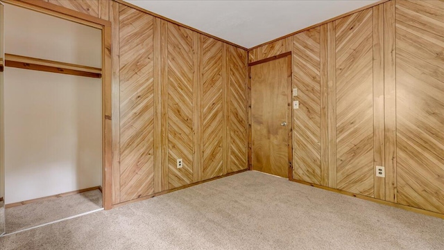 5913 NE Decker Rd NE, Bushkill, PA 18324 - unfurnished bedroom with carpet flooring and wooden walls