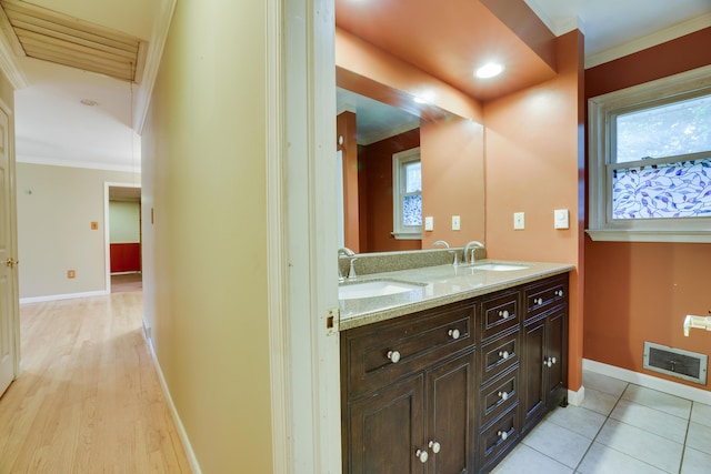 1703 Wallace St, Stroudsburg, PA 18360 - full bathroom with crown molding and double vanity