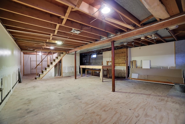 1703 Wallace St, Stroudsburg, PA 18360 - unfinished below grade area with stairway