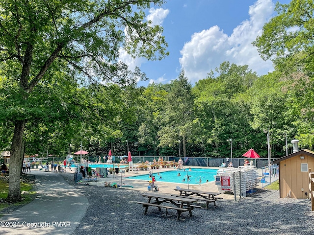 community pool with fence