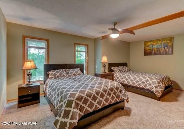 bedroom featuring carpet and ceiling fan