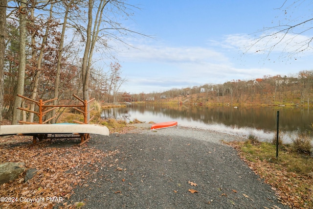 view of dock featuring a water view