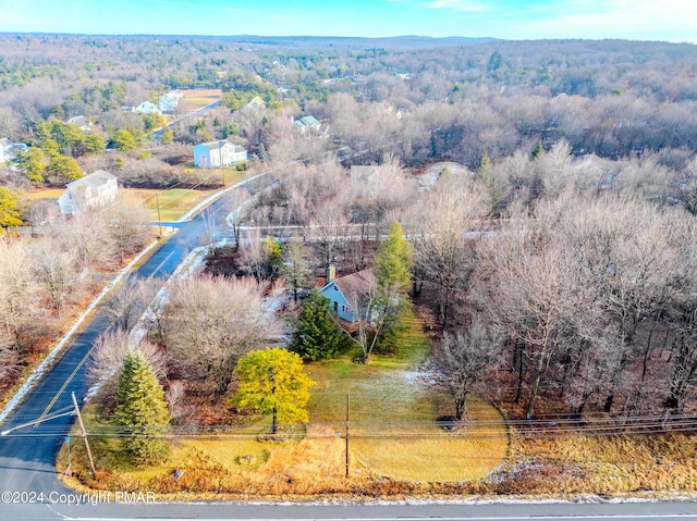 drone / aerial view with a forest view