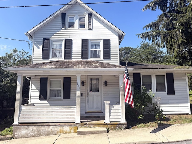 221 Diamond St, Pen Argyl, PA 18072 - view of front facade featuring a porch and roof with shingles