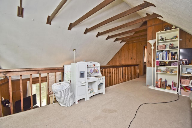 118 Sussex Ct, Bushkill, PA 18324 - sitting room with wooden walls and carpet floors