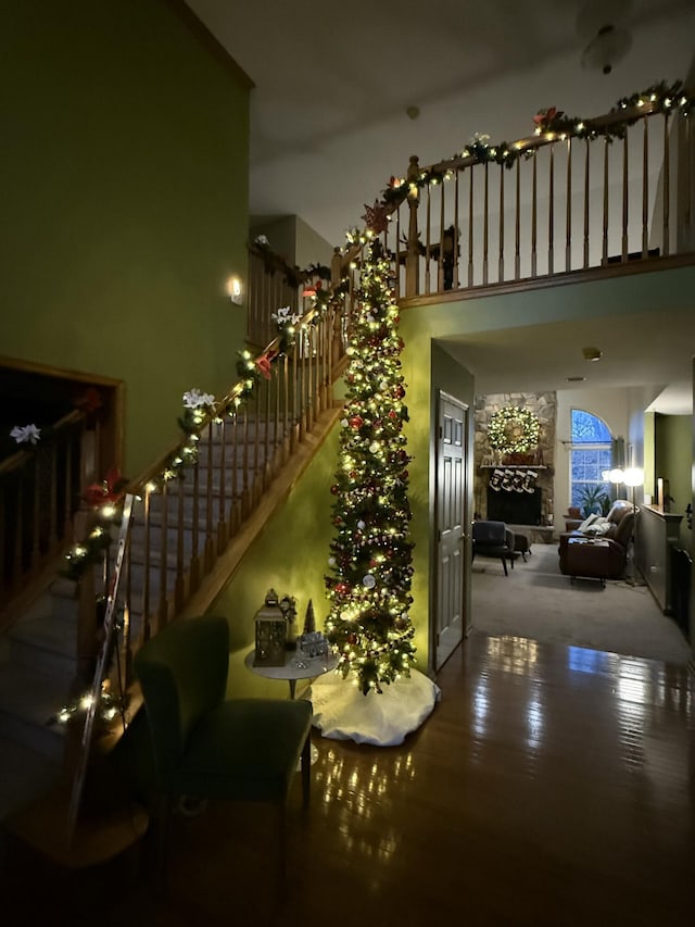 136 Outlook Ct, East Stroudsburg, PA 18302 - wine area with wood finished floors and a towering ceiling