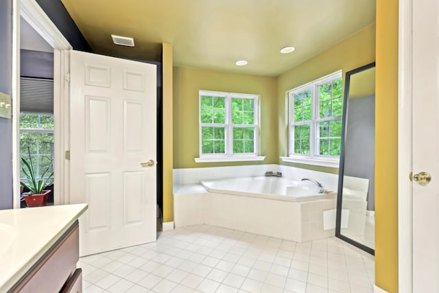 136 Outlook Ct, East Stroudsburg, PA 18302 - full bathroom with vanity, a garden tub, and tile patterned floors