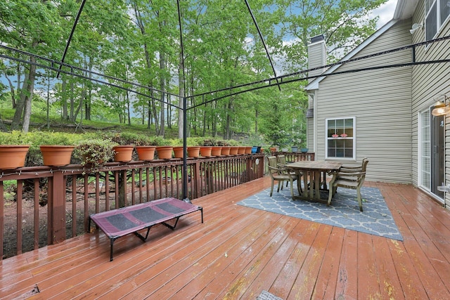 136 Outlook Ct, East Stroudsburg, PA 18302 - wooden terrace with outdoor dining area
