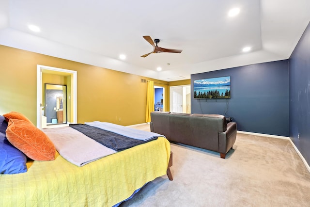 136 Outlook Ct, East Stroudsburg, PA 18302 - carpeted bedroom featuring recessed lighting, a ceiling fan, and ensuite bathroom