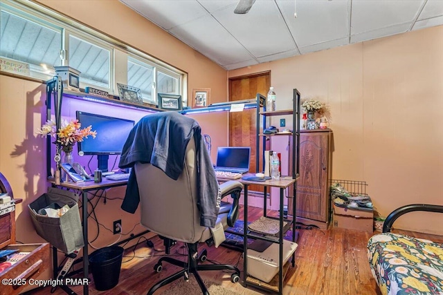 office area with wood finished floors