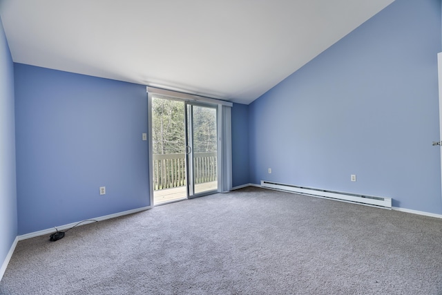 3055 Briarwood Dr, Tobyhanna, PA 18466 - carpeted spare room with baseboard heating and lofted ceiling
