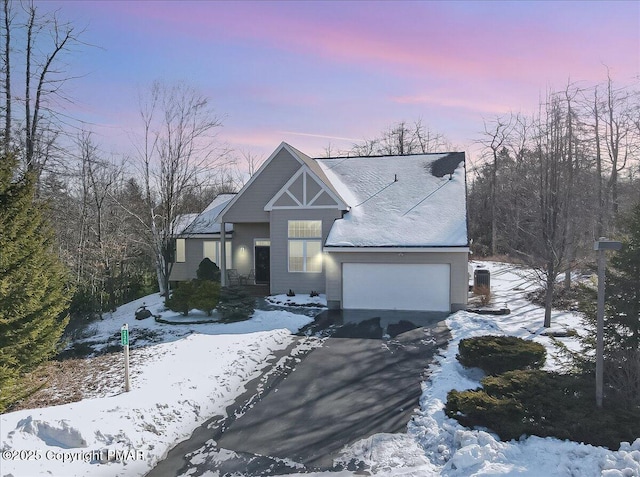 view of front of home featuring driveway and a garage