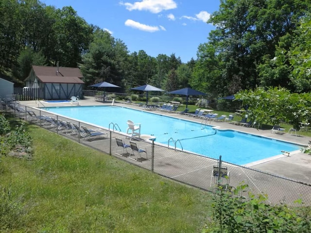 251 Dorchester Dr, Bushkill, PA 18324 - community pool featuring a patio