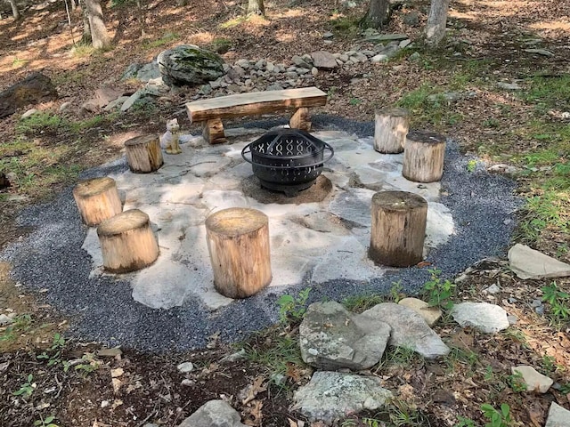 251 Dorchester Dr, Bushkill, PA 18324 - view of patio with a fire pit