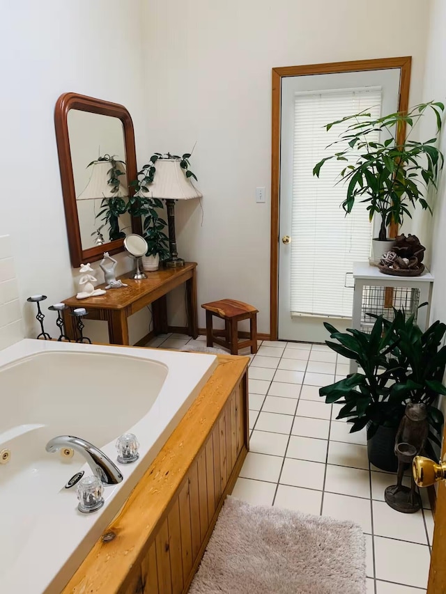 251 Dorchester Dr, Bushkill, PA 18324 - bathroom with a tub with jets and tile patterned flooring