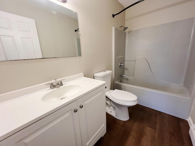 211 Beaver Dam Rd, Long Pond, PA 18334 - full bathroom featuring shower / tub combination, vanity, toilet, and wood finished floors