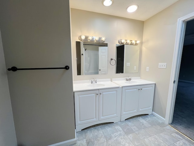 211 Beaver Dam Rd, Long Pond, PA 18334 - full bathroom featuring double vanity and baseboards