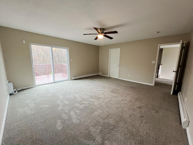 211 Beaver Dam Rd, Long Pond, PA 18334 - unfurnished room with baseboard heating, a ceiling fan, and carpet