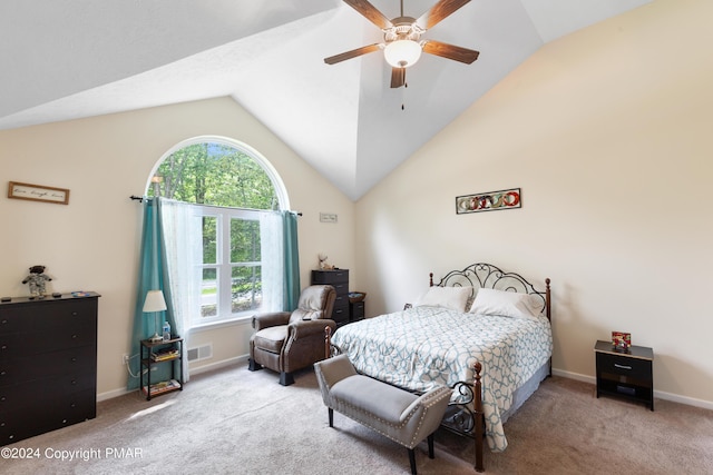 bedroom with baseboards, visible vents, and carpet flooring