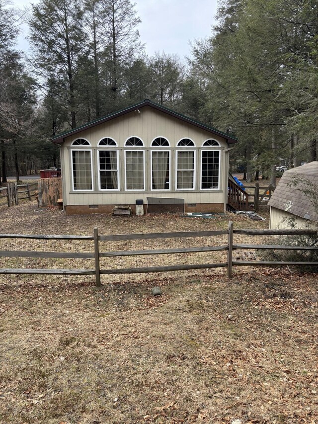 82 Pocono Rd, Albrightsville, PA 18210 - exterior space with crawl space and a fenced front yard