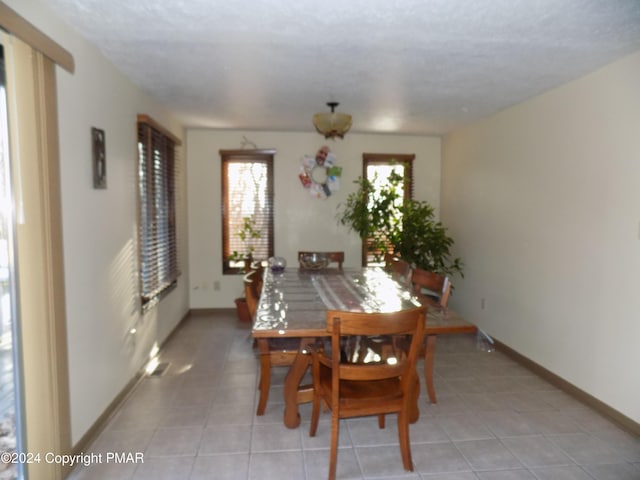 dining space featuring light tile patterned floors